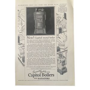 Vintage 1927 Capitol Boilers and Radiators Round Boiler Ad Advertisement